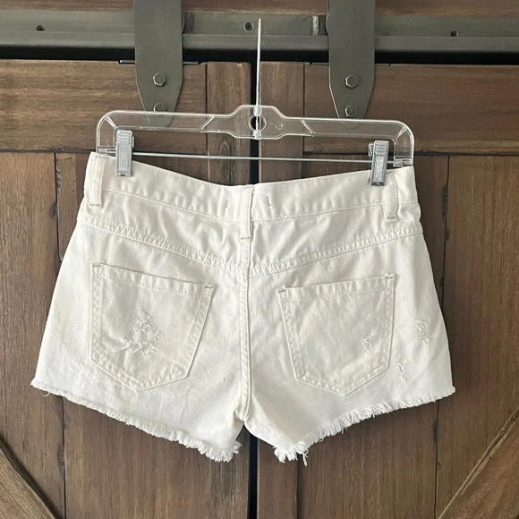 Free People White Run Away Slouch Button Raw Shorts Size 24 - Picture 3 of 8